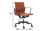 NNEKGE Replica Eames Group Standard Matte Black Aluminium Low Back Office Chair (Tan Leather)