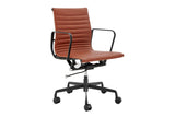 NNEKGE Replica Eames Group Standard Matte Black Aluminium Low Back Office Chair (Tan Leather)