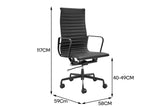 NNEKG Replica Eames Group Standard Matte Black Aluminium High Back Office Chair (Black Leather)