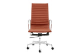 NNEKGE Replica Eames Group Standard Aluminium High Back Office Chair (Tan Leather)