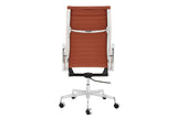 NNEKGE Replica Eames Group Standard Aluminium High Back Office Chair (Tan Leather)