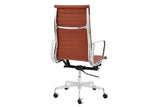 NNEKGE Replica Eames Group Standard Aluminium High Back Office Chair (Tan Leather)