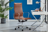 NNEKGE Replica Eames Group Standard Aluminium High Back Office Chair (Tan Leather)