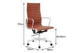 NNEKGE Replica Eames Group Standard Aluminium High Back Office Chair (Tan Leather)