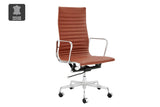 NNEKGE Replica Eames Group Standard Aluminium High Back Office Chair (Tan Leather)