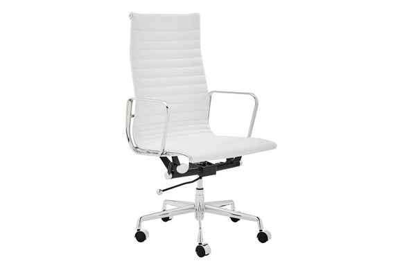 NNEKGE Replica Eames Group Standard High Back Office Chair (White Leather)