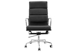 NNEKG Replica Eames Group Standard Aluminium Padded High Back Office Chair (Black Leather)