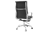 NNEKG Replica Eames Group Standard Aluminium Padded High Back Office Chair (Black Leather)