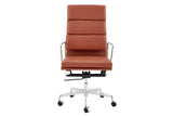 NNEKG Matt Blatt Replica Eames Group Standard Aluminium Padded High Back Office Chair (Tan Leather)
