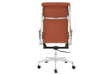 NNEKG Matt Blatt Replica Eames Group Standard Aluminium Padded High Back Office Chair (Tan Leather)