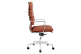 NNEKG Matt Blatt Replica Eames Group Standard Aluminium Padded High Back Office Chair (Tan Leather)
