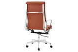 NNEKG Matt Blatt Replica Eames Group Standard Aluminium Padded High Back Office Chair (Tan Leather)