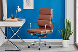 NNEKG Matt Blatt Replica Eames Group Standard Aluminium Padded High Back Office Chair (Tan Leather)