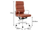 NNEKG Matt Blatt Replica Eames Group Standard Aluminium Padded High Back Office Chair (Tan Leather)