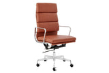 NNEKG Matt Blatt Replica Eames Group Standard Aluminium Padded High Back Office Chair (Tan Leather)