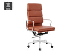 NNEKG Matt Blatt Replica Eames Group Standard Aluminium Padded High Back Office Chair (Tan Leather)