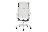 NNEKGE Replica Eames Group Standard Aluminium Padded High Back Office Chair (White Leather)