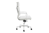 NNEKGE Replica Eames Group Standard Aluminium Padded High Back Office Chair (White Leather)