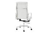 NNEKGE Replica Eames Group Standard Aluminium Padded High Back Office Chair (White Leather)
