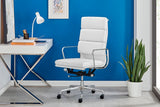 NNEKGE Replica Eames Group Standard Aluminium Padded High Back Office Chair (White Leather)