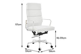 NNEKGE Replica Eames Group Standard Aluminium Padded High Back Office Chair (White Leather)