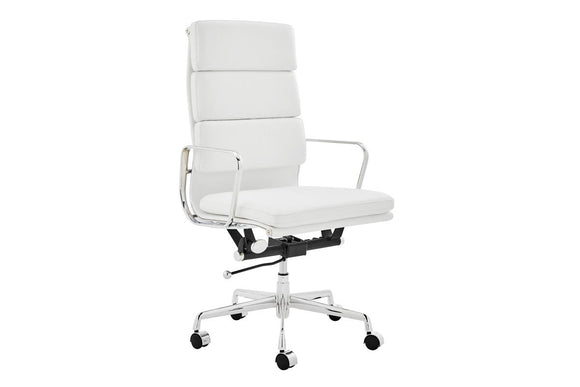 NNEKGE Replica Eames Group StandardPadded High Back Office Chair (White Leather)
