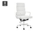 NNEKGE Replica Eames Group Standard Aluminium Padded High Back Office Chair (White Leather)