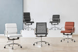 NNEKGE Replica Eames Group Standard Aluminium Padded Low Back Office Chair (Black Leather)