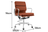 NNEKGE Replica Eames Group Standard Aluminium Padded Low Back Office Chair (Black Leather)