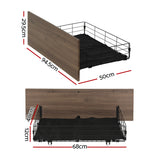 NNEDSZ 2x Trundle Drawers for Metal Bed Frame Storage with Wheels Balck & Walnut