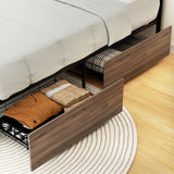 NNEDSZ 2x Trundle Drawers for Metal Bed Frame Storage with Wheels Balck & Walnut