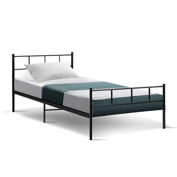 NNEDSZ Metal Bed Frame Single Size Platform Foundation Mattress Base SOL Black