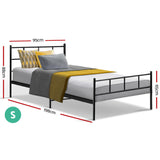 NNEDSZ Metal Bed Frame Single Size Platform Foundation Mattress Base SOL Black
