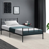 NNEDSZ Metal Bed Frame Single Size Platform Foundation Mattress Base SOL Black