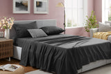 NNEKGE 180GSM Cotton Flannelette Bed Sheet Set (Charcoal King)