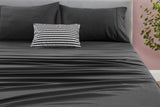 NNEKGE 180GSM Cotton Flannelette Bed Sheet Set (Charcoal King)
