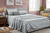 NNEKGE 180GSM Cotton Flannelette Bed Sheet Set (Silver Queen)
