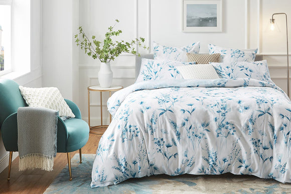 NNEKG Matt Blatt Printed Botanical Cotton Sateen Quilt Cover Set (Single)