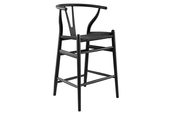 NNEKGE Hans Wegner Wishbone Stool Replica (Oak Wood Black)