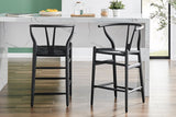 NNEKGE Hans Wegner Wishbone Stool Replica (Oak Wood Black)