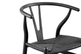 NNEKGE Hans Wegner Wishbone Stool Replica (Oak Wood Black)