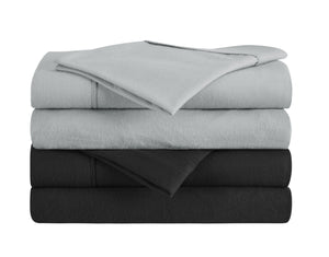 NNEKGE 180GSM Cotton Flannelette Bed Sheet Set (Silver King)