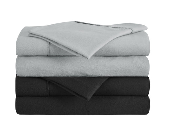 NNEKGE 180GSM Cotton Flannelette Bed Sheet Set (Silver King)
