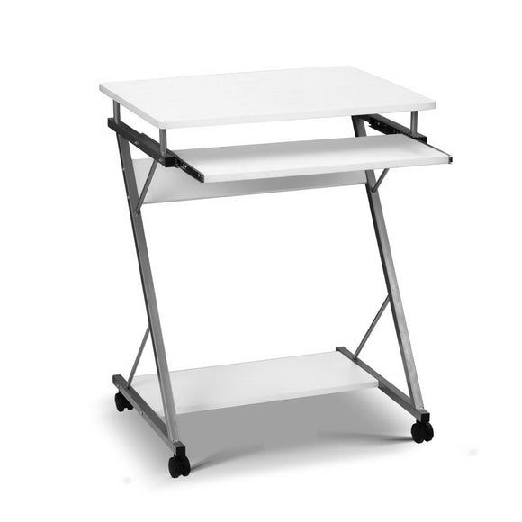 NNEDSZ  Metal Pull Out Table Desk - White