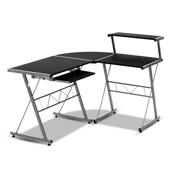 NNEDSZ Corner Metal Pull Out Table Desk - Black