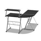NNEDSZ Corner Metal Pull Out Table Desk - Black