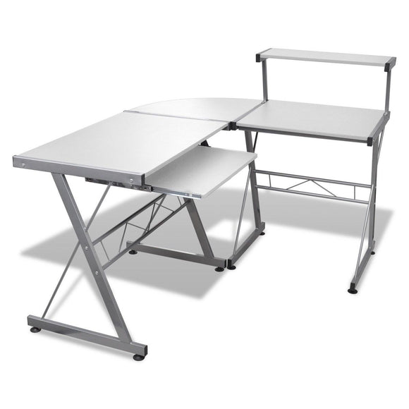 NNEDSZ Corner Metal Pull Out Table Desk - White