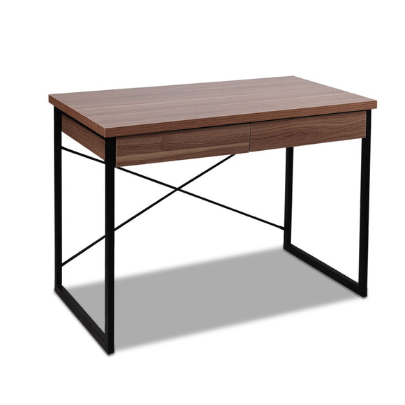 NNEDSZ Metal Desk with Drawer - Walnut