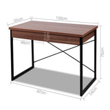 NNEDSZ Metal Desk with Drawer - Walnut