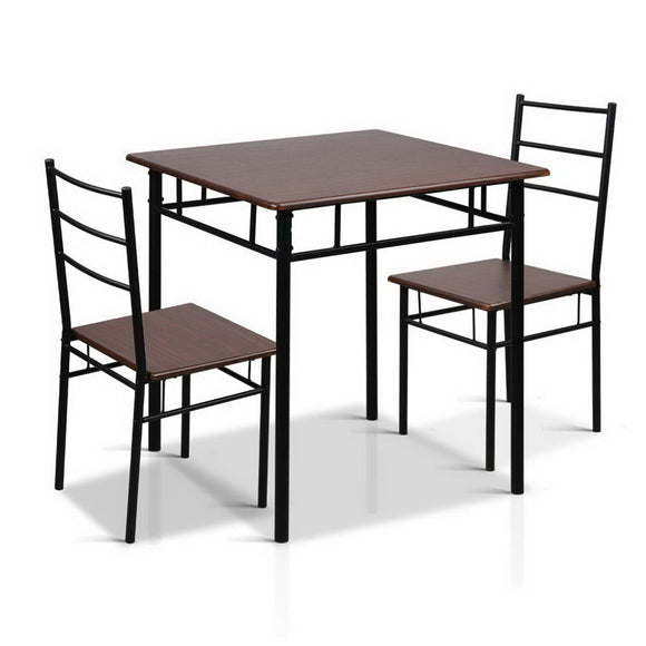 NNEDSZ  Metal Table and Chairs - Walnut & Black